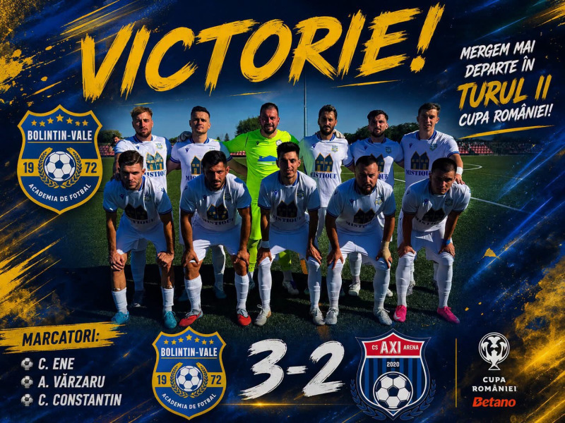 FC Bolintin Malu Spart, calificare spectaculoasă în turul al II-lea al Cupei României Betano